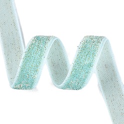 Turquoise Pâle Ruban de velours simple face à paillettes scintillantes, Ruban en polyester et nylon avec cordon métallique, pour accessoires de vêtement, turquoise pale, 3/8 pouces (10 mm), environ 218.72 yards (200m)/rouleau