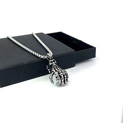 Нержавеющая Сталь Цвет Кулон в виде черепа с крестом, ожерелье из титана и стали, готические хип-хоп украшения.