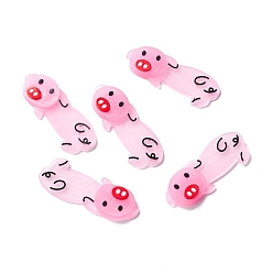 Pink Luminous PVC Cabochons, for Hair Accessories, Pig, Pink, 19x52x5.5mm