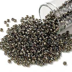 (999) Gilt Lined AB Black Diamond Toho 8/0 runde Perlen, japanische Rocailles, (999) vergoldeter schwarzer Diamant, 3 mm, Bohrung: 1 mm, über 222pcs / Flasche, 10 g / Flasche