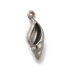 Нержавеющая Сталь Цвет 304 подвески из нержавеющей стали, очарование раковины, анти-тускнение, цвет нержавеющей стали, 22.5x9x7.5 мм, отверстие : 1.8 мм
