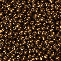 Coconut Brown 6/0 Glass Seed Beads, Metallic Colours, Coconut Brown, 4mm, Hole: 1mm, about 4500pcs/pound