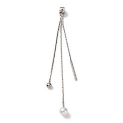 Платина Латунные гайки-подвески из АБС-пластика с имитацией жемчуга, круглые и кубовидные гайки-гвоздики с кисточками, платина, 87x6x6 мм, отверстие : 0.8 мм