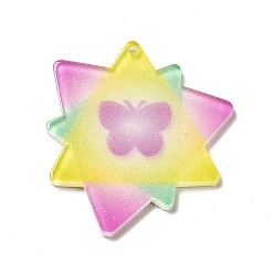Butterfly Acrylic Pendants, Butterfly Pattern, 39.5x37x2.2mm, Hole: 1.6mm