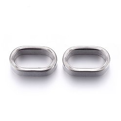 Stainless Steel Color Non-Tarnish 304 Stainless Steel Slide Charms/Slider Beads, For Leather Cord Bracelets Making, Oval, Stainless Steel Color, 15x9x5mm, Hole: 12x6mm