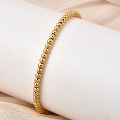 Золотой 304 Круглые браслеты из нержавеющей стали с бусинами для женщин, ионное покрытие (ip), долговечный, золотые, внутренний диаметр: 2.32 дюйм (5.9 см)