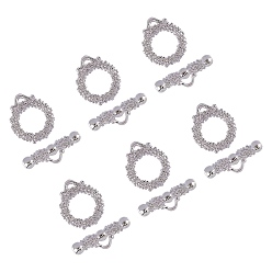 Platinum Brass Toggle Clasps, Platinum, Ring: 17.5x15x3mm, Hole: 1x2mm, Bar: 22x8x4mm, Hole: 1.5x2mm, 20sets/box