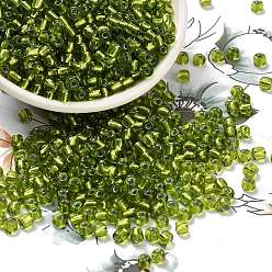 Желто-Зеленый 6/0 стакан бисер, серебряная линия круглое отверстие, круглые, желто-зеленый, 4 мм, отверстие : 1.5 мм, о 6639 шт / фунт