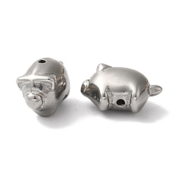 Нержавеющая Сталь Цвет Не тускнеет 304 бусины из нержавеющей стали, свинья, цвет нержавеющей стали, 10x16x7.5 мм, отверстие : 1.2 мм