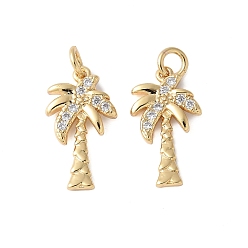 Настоящее золото 18K Латунные микро проложить кубического циркония подвески, очарование кокосового дерева, стойки покрытие, долговечный, без кадмия и без свинца, с целью перехода в кольце, реальный 18 k позолоченный, 19.5x10.5x2 мм, отверстие : 3 мм