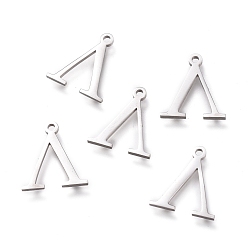 Letter L Не тускнеющие 304 подвески из нержавеющей стали, греческий алфавит, цвет нержавеющей стали, letter.l, 14x12x1 мм, отверстие : 1.2 мм