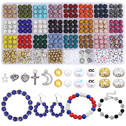Mixed Color DIY Findings Kits, including Polymer Clay Rhinestone Beads, Alloy Pendants, CCB Plastic & ABS Plastic & Acrylic & Brass Rhinestone Beads, Mixed Color, 10mm, Hole: 1.5mm