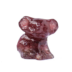 Клубничный Кварц Украшение дисплея скульптуры из натурального клубничного кварца, для домашнего офисного стола, коала, 32x30 мм