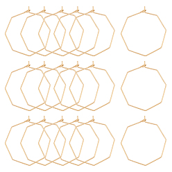 Золотой 40шт. ионное покрытие (IP) 316 фурнитура для сережек-колец из нержавеющей стали, Винные стекла, восьмиугольник, золотые, 31x31.5x0.7 мм