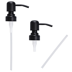 Матовый Черно-Металлический Цвет 201 дозирующий насос из нержавеющей стали, с трубкой абс, подходит для бутылочек с шампунями и кондиционерами, матово-металлический цвет, готовая продукция: 180x65x32 мм, 2 шт / комплект