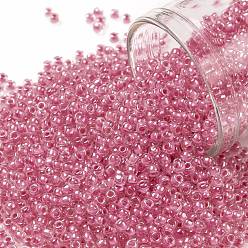(987) Inside Color Crystal/Pink Lined Круглые бусины toho, японский бисер, (987) внутри цветной кристалл / розовая подкладка, 11/0, 2.2 мм, отверстие : 0.8 мм, Около 1110 шт / 10 г
