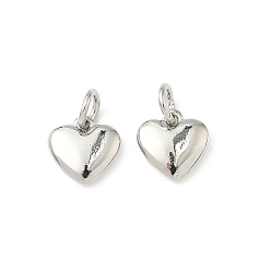 Платина Латунные подвески, сердце прелести, стойки покрытие, долговечный, с целью перехода в кольце, платина, 8.5x9x2 мм, отверстие : 3 мм