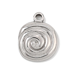 Stainless Steel Color 304 Stainless Steel Charms, Spiral Round Charms, Stainless Steel Color, 13x10x3mm, Hole: 1.4mm