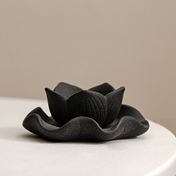 Черный Керамический подсвечник лотос, украшение для дома будда декоративный настольный подсвечник, чёрные, 110x43 мм