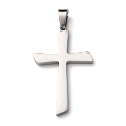 Нержавеющая Сталь Цвет 304 подвески из нержавеющей стали, крест очарование, анти-тускнение, цвет нержавеющей стали, 38x24x2.5 мм, отверстие : 7x4 мм