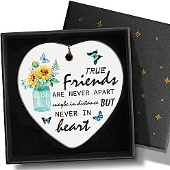 Бабочка Подвесные украшения из печатного фарфора, с веревкой и коробкой, сердце, бабочка, 72x76x3 мм