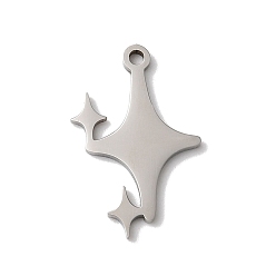 Нержавеющая Сталь Цвет Не тускнеет 5шт 201 подвески из нержавеющей стали, лазерная резка, звезда очарование, цвет нержавеющей стали, 17x11x1 мм, отверстие : 1.2 мм