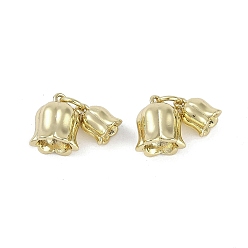 Цветок Латунные подвески, без кадмия, без никеля и без свинца, покрытый настоящим 18k золотом/платиной, с подвесками-кольцами, цветок, 19.5x8x8 мм, отверстие : 3.5 мм