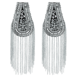 Платина 2шт. железные и стеклянные эполеты, аксессуары для костюмов, кисточка, платина, 195x59x10 мм