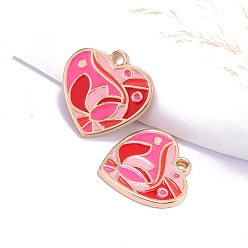 Красный Подвески из сплава и эмали в стиле бохо, шарма сердца, золотые, красные, 25x24 мм