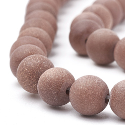 Goldstone Synthetic Goldstone Beads Strands, Frosted, Round, 4mm, Hole: 1mm, about 96pcs/strand, 15.5 inch