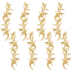 Gold 4Pairs Embroidery Thread Clothing Patches, Flower Pattern, Gold, 332x85x1mm
