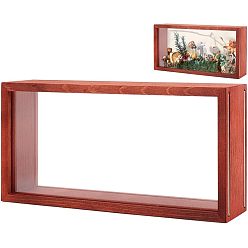 Saddle Brown Rectangle Wood Shadow Box Frames, Desk Display Cases, with Double-sided Acrylic Clear Window, for Memorabilia Pictures Medals Plant Specimen Dry Bouquet, Saddle Brown, 130x260x60mm