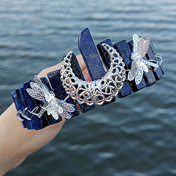 Ляпис-Лазурь Резинки для волос из натурального зеленого авантюрина, аксессуары для волос для женщин и девочек, луна, 250x150x50 мм