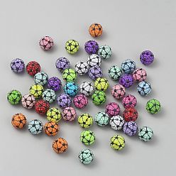 (52) Непрозрачная лаванда Непрозрачные шарики cmолы, футбол, разноцветные, 19~20 мм, отверстие : 2.5 мм