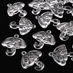Clear Transparent Acrylic Pendants, Umbrella with Bowknot, Clear, 42.5x38x7.5mm, Hole: 3x3.5mm, about 109pcs/500g