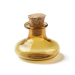 (932FM) Темно-синий аква-матовый с подкладкой Миниатюрные стеклянные бутылки, с пробками, пустые бутылки желаний, для аксессуаров для кукольного домика, изготовление ювелирных изделий, темно-золотистые, 20.5x22 мм