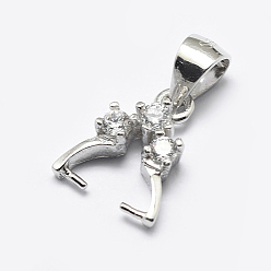Платина Антикоррозийное покрытие родием 925 подвеска из стерлингового серебра с микропаве из кубических цирконий, ледоруб и щепотку поручительств, платина, 12x10x4 мм, отверстие : 4x6 мм, штифты : 0.6 мм