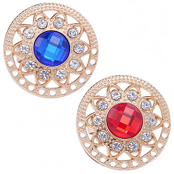 Плоский Круглый 2 шт. 2 цветные зажимы для галстука со стразами из сплава, плоско-круглые, 27 мм, 1 шт / цвет