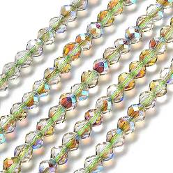 Светло-серый Стеклянные бусины с гальваническим покрытием , граненые, двухконусные, светло-серый, 5.5~6x5 мм, отверстие : 1.2 мм, около 78~79 шт / нитка, 15.35~15.55'' (39~39.5 см)