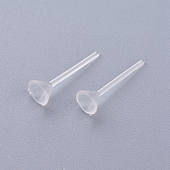 Clear Plastic Stud Earring Findings, Clear, 5mm, Pin: 0.7mm