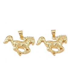 Настоящее золото 18K Латунные подвески, лошади прелести, без свинца и без кадмия, долговечный, стойки покрытие, реальный 18 k позолоченный, 16.5x22x3 мм, отверстие : 5x4 мм