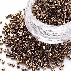 Темно-Золотистый Стеклярус, металлических цветов, темные золотарник, 2.5~3x2 мм, отверстие : 0.9 мм, Около 15000 шт / фунт