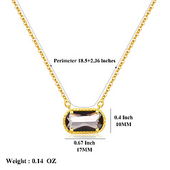 Фиолетовый 304 Подвеска-колье из нержавеющей стали с овальным камнем-талисманом, инкрустированным кубическим цирконием, для женщин., золотые, фиолетовые, 18.50 дюйм (47 см)