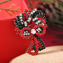 Christmas Wreath Броши из цинкового сплава со стразами на рождественскую тематику для рюкзака, Рождественский венок с бантом