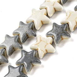 Шифер Серый Синтетические бирюзовые бусины, покрытые краской для выпечки, с эмалью, морская звезда, шифер серый, 11.5x9.5x4 мм, отверстие : 1 мм, около 43 шт / нитка, 14.96'' (38 см)