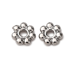 Платинированный Spacer бисер латунные, без никеля , стойки покрытие, цветок, Реальная платина, 5x5x1 мм, отверстие : 1.5 мм