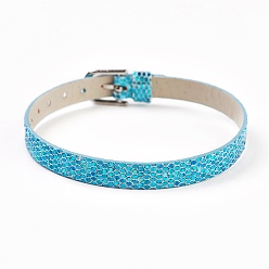 Темно-Голубой Ремешок для часов из искусственной кожи, ремешок для часов, подходят слайд-подвески, с железными застежками, платина, глубокое синее небо, 8-5/8 дюйм (22 см), 7.5x1.5 мм