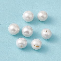 Seashell Color Natural Cultured Freshwater Pearl Beads, Round, Seashell Color, 9~9.5mm, Hole: 0.7mm