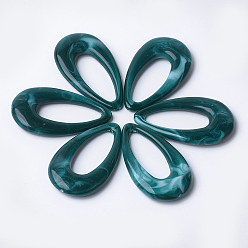 Teal Acrylic Pendants, Imitation Gemstone Style, teardrop, Teal, 44.5x25.5x6mm, Hole: 1.4mm, about 185pcs/500g