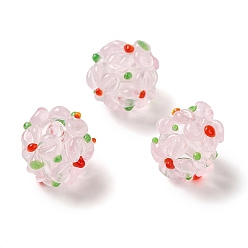 Розовый Бусины лэмпворк , цветок, туманная роза, 11~13 мм, отверстие : 1.2 мм
